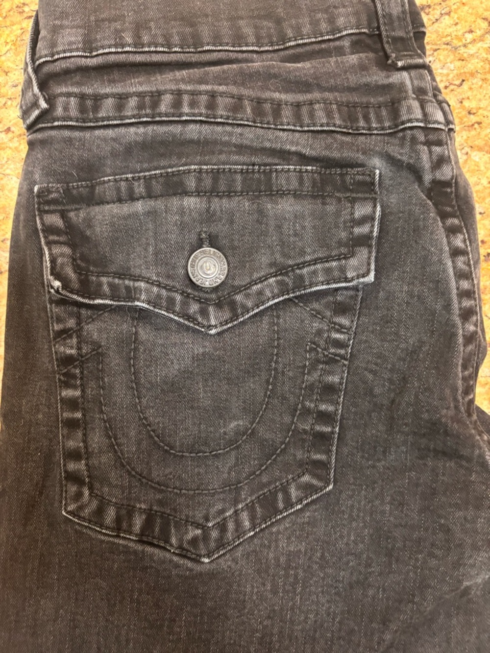 Men’s Size:31 True Religion Men's Black Denim Jeans- Ricky Relaxed Straight Leg - Picture 5 of 5